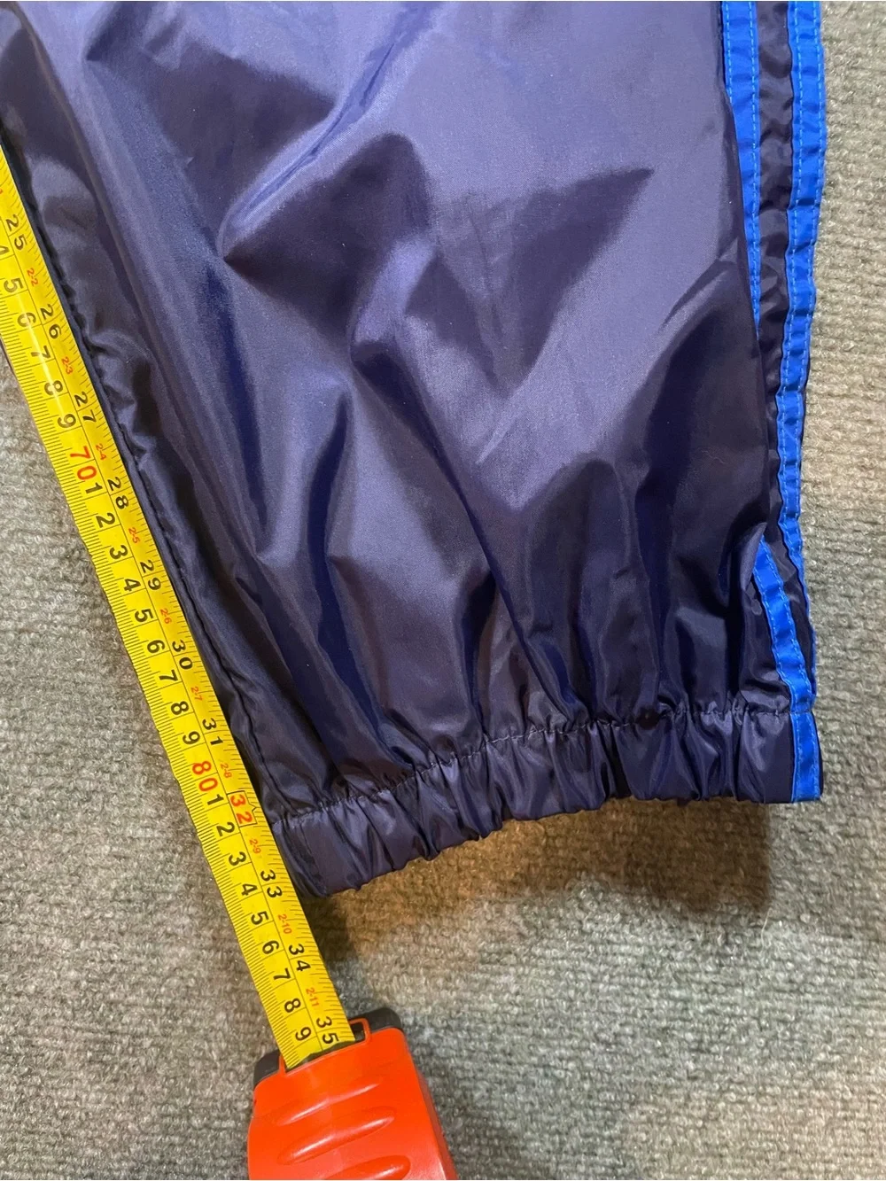 Vintage Men's adidas Y2K Navy Track Pants with Royal Blue Side Stripes